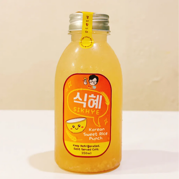 Bottle of Sikhye Korean Sweet Rice Punch on a white background