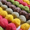Gyeongdan. Colorful spherical  rice cakes arranged in a pattern